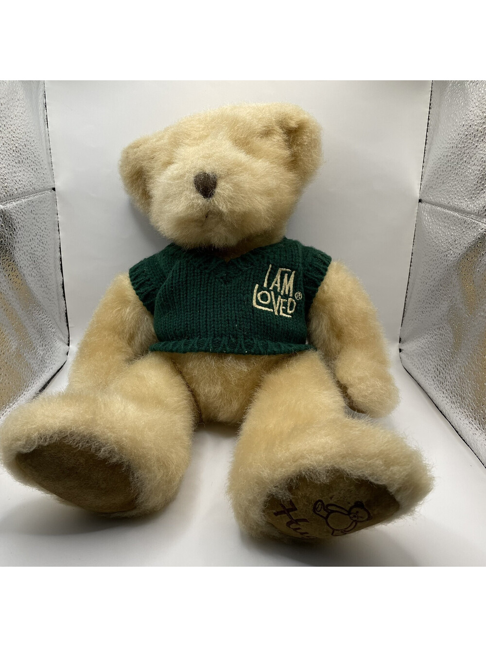 Vintage Russ Berrie Plush I Am Loved Teddy Bear Stuffed Animal With Sweater